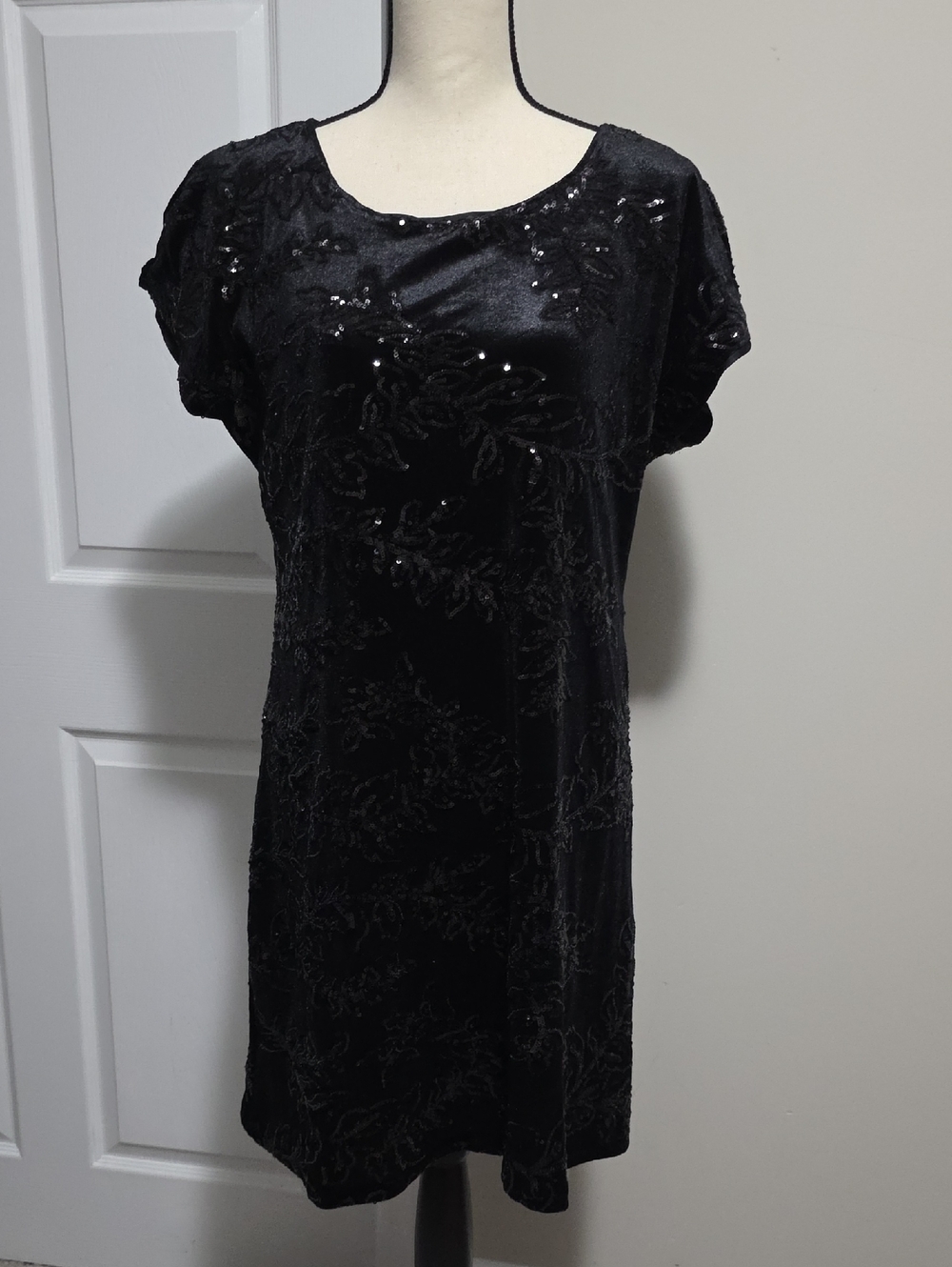 Cable & Gauge Black Sequin Velvet Dress Y2K Size Medium